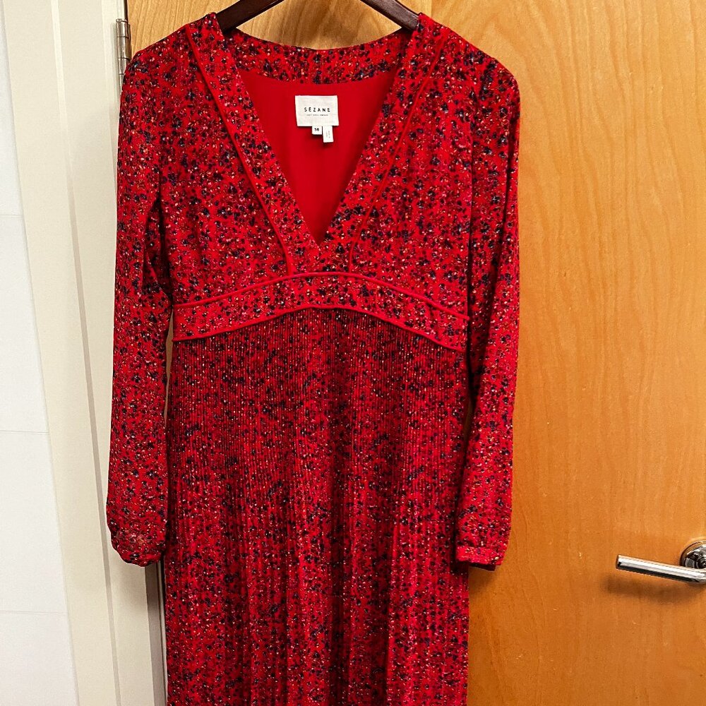 Sezane floral red dress size 38